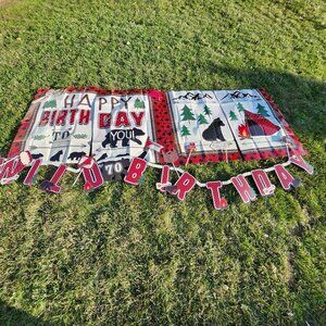LARGE WILD BIRTHDAY DECORATION LOT BANNER Photo Props ALL AGES Outdoors Canadian